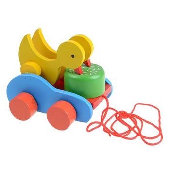 Medinė Antis Priekaba Transporto Priemonės, Žaislai Mielas Ančiukas Naujagimiai, Vaikai Plaything Anksti Švietimo Žaislas Vaikams Dovanų