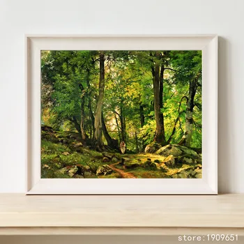 Medvilnės be rėmelio klasikinės medžio kelių kraštovaizdžio drobės spaudiniai aliejaus tapybai atspausdintas ant medvilnės sienos meno apdailos nuotraukas