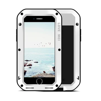 Meilė Mei Šarvai Atveju iPhone, 8 Galingas Vandeniui atsparus smūgiams Atveju iPhone 7 8 Plius Hard Cover Sunkiųjų Toughed Stiklo