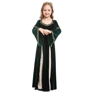 Merginos Helovinas Lady Karalienės Kostiumai Vaikams, Vaikų Retro viduramžių Cosplay Karnavalas Puras paradas Etape parodyti vaidinimą šalis suknelė