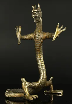 [MGT] Kolekcines Senas, rankų darbas Drožyba Bronzos Aštri Stovintis Drakonas Statula