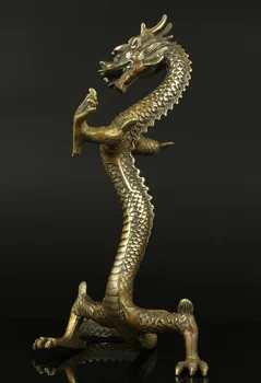 [MGT] Kolekcines Senas, rankų darbas Drožyba Bronzos Aštri Stovintis Drakonas Statula