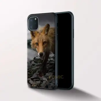 Mielas Gyvūnų Fox TPU Case for iPhone 12 Mini 11 Pro XR 8 X 7 XS MAX 6 6S Plius 5 5S SE, Juodas Minkštas Viršelis Telefono Shell 