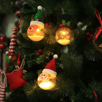 Mielas LED Kalėdų Kamuolys Eglučių Žiburiai Kabinti Ornamentu Polistirolo Kamuoliukus Santa Claus Sniego Elnias Apvalus Skaidrus Kamuolys Naujųjų Metų