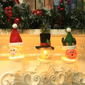 Mielas LED Kalėdų Kamuolys Eglučių Žiburiai Kabinti Ornamentu Polistirolo Kamuoliukus Santa Claus Sniego Elnias Apvalus Skaidrus Kamuolys Naujųjų Metų