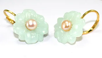 Mielas Smulkių Bajorų grynas Gėlių žalias perlas akmens Auskarai sterlingų sparnus didmeninės [1 pora ] auskarai collares moterų vestuvių