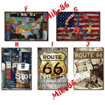 [ Mike86 ] Route 66 JAV Žemėlapio Metalo Skardos Požymių sienos meno dekoro Namai Kavinė Baras Retro Alavo Pasirašyti RA-023 Sumaišykite kad ir 20*30 CM