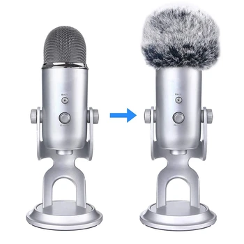 Mikrofonas Furry Priekinio Stiklo - Mic Vėjo Padengti Kailiai Filtrą, Kaip Putomis Padengti Blue Yeti