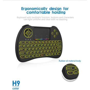 Mini Belaidė Klaviatūra, Spalvinga Apšvietimu Nešiojamą Nuotolinio Klaviatūra su Touchpad, Įkrovimo PC,Aviečių Pi 4