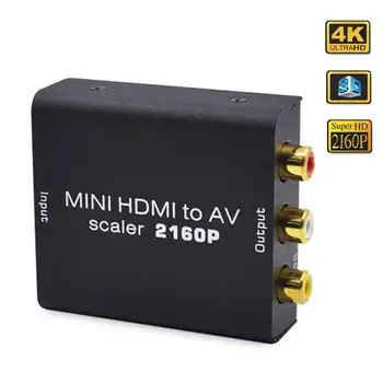 Mini HDMI suderinamus 1.4 b, AV-4Kx2K 1080P su 3RCA CVBS Video, Audio Adapteris Keitiklis