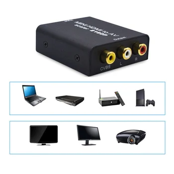 Mini HDMI suderinamus 1.4 b, AV-4Kx2K 1080P su 3RCA CVBS Video, Audio Adapteris Keitiklis