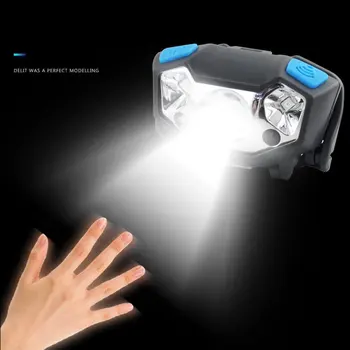 Mini Įkraunamas LED Žibintas Kūno Judesio Jutiklis LED Built-in galia Galvos Šviesos Lempos indukcijos Žibintuvėlis Su USB