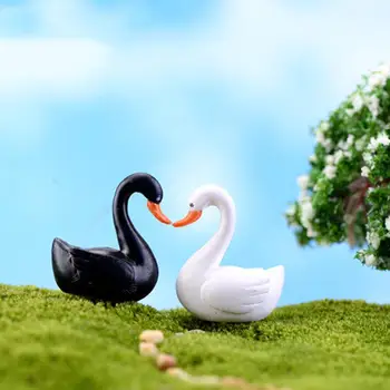 Mini Žąsų Modelio Miniatiūra Gyvūnų Swan Statulėlės Ornamentu Swan Statulėlės Statula Pasakų Sodų Papuošalus Amatų Namų Dekoro