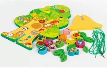 MIPOZOR Medžio Modelis Nustato Gyvūnų Threading Granules, Medinės Dėlionės Kūrybiniai Žaislai Vaikams Brinquedos para Bebe Matlyoshka Švietimo