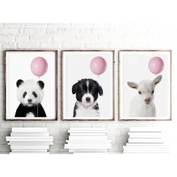Modernus Kambarys Spausdinimo Rinkinys, 9 Panda Su Balionu Sienų Tapybos koalos Cheetah Pug Mažylis Tendencijas Meno be Rėmelio Nuotraukas