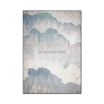 Modernus Naujas Kinijos Abstrakčiai Paprasta Mėlyna Mėlyna Rašalo Plauti Kambarį Miegamojo Lovos Kiliminė Danga, Grindų Kilimėlis Pritaikymas Savo Reikmėms