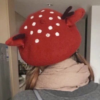 Moterų Kalėdų Beretė Bžūp Mielas 3D Elnių Tika Ausis Dirbtiniais Manė, Dailininkas Skrybėlę F3MD