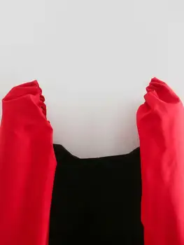 Moterų Patenka Korsetas Viršūnes Elegantiška Juodo Aksomo Palaidinės, Marškinėliai Aikštėje Apykaklės Sluoksniuotos Rankovėmis Slim Šalies Kailis