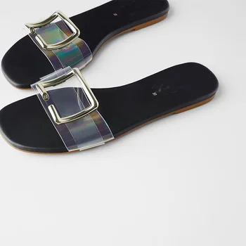 Moterų Šlepetės ir Sandalai Butas su italijos Sandalai su Metalo Sagtis Skaidres Paties dizaino, kaip prekės ženklo batai 2020 Naujas Vasaros