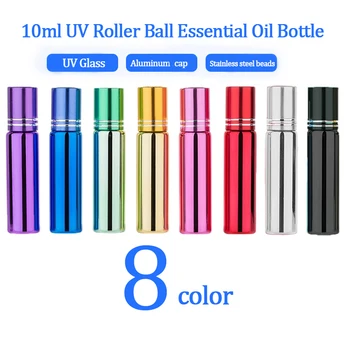 MUB - 6pcs 10ml Nešiojamų UV Stiklo, Metalo Roll-on Butelį eterinis Aliejus Kvepalų Buteliuko Kelionės Butelis Tuščias Kosmetikos Bakas