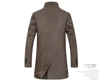 Mwxsd žiemos atsitiktinis Vyrų vilnos Švarkai ir apsiaustai vyrų slim fit verslo rudos vilnos paltas striukė vyrų vilnonių drabužių outwear