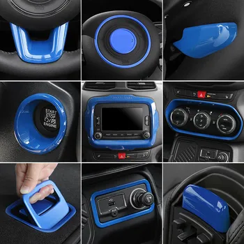 Mėlyna ABS Oro Išleidimo priekinis žibintas Navigacijos Mygtukas Papuoštas Vairas Rėmas Jeep Renegade AAA280