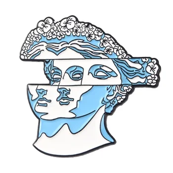 Mėlyna Gėlė Plaukų Statula Emalio Pin Dvi-Veido, Klasikinis Sagės Atvartas Smeigtukai Dovana Draugams
