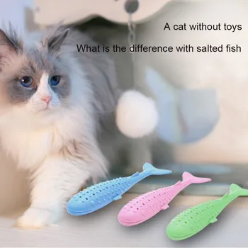 Naminių Kačių Silikono Žuvų Žaislas Su Katžolių Kačių ir Šunų Dantų Valymo Kramtomoji Interaktyvus Prekių, Žaislų, Spalvotų Neprivaloma naujas