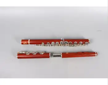 Nauja fleita 17 skylę Atvirą Sidabro Padengtą Klavišą klavišą E B Koja Profesinės raudonmedžio įstaiga