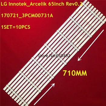 Naujas 1Set=10VNT 710MM LED Apšvietimo Juostelės 7Lamps (3V) LG Innotek_Arcelik 65Inch Rev0.2 170721_3PCM00731A