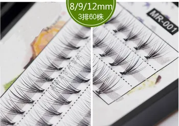 Naujas 8-12mm 60 ryšulių/Set Gamtos C Curl 10D Juoda 0,1 mm pluošto Blakstienų Netikrų Blakstienų Pratęsimo Grožio Patarimai Big eye įrankiai