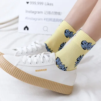 Naujas Chromatines moterų kojinės Pavasarį ir Rudenį asmenybės tendencija mielas raidžių aukštos kokybės medvilnės moterų kojinės