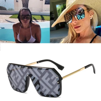 Naujas futuristinis akiniai nuo saulės moterims, vyrams Tendencijos didelis aikštėje mados fendii negabaritinių akiniai nuo saulės festivalis oculos de sol feminino