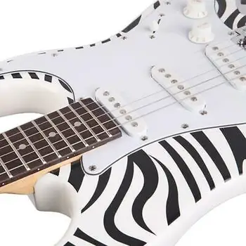 Naujas Glarry ST Pradedantiesiems Roko Mokyklos Juostos Zebra Stripes Elektrinės Gitaros Rinkinys