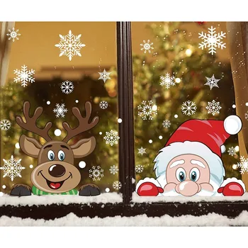 Naujas Kalėdų Snaigės Langą Kabintis Lipdukai Stiklo Kalėdos Lipdukai, Papuošimai Atostogų Snaigės Kalėdų Senelio Elnių Lipdukai