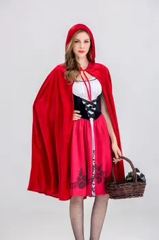 Naujas Little Red Riding Hood Kostiumas Helovyno Cosplay Vienodas Suaugusiųjų Vaidmenų Suknelė, Apsiaustas Etapo Rezultatus Kostiumas Medžiaga