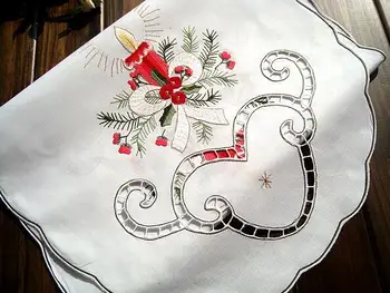 Naujas medvilnės Stalo Runner vėliava Balta išsiuvinėti nėriniai virtuvės stalo audinio danga Nappe mantel Kalėdinė staltiesė Vestuvių dekoras