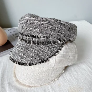 Naujas Moterų Aštuoniakampis Skrybėlės Vientisos Spalvos Beretė Skrybėlę Medvilnės Skalbiniai Kvėpuojantis Pavasario Korėjos Atsitiktinis Newsboy Kepurės