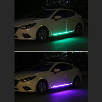Naujas RGB Automobilių Lanksti LED Juostelė Dekoratyvinė Atmosfera Lempa Automobilio Šoninių durų atmosfera šviesos Auto Neoninės Šviesos Rinkinys su reomte kontrolės
