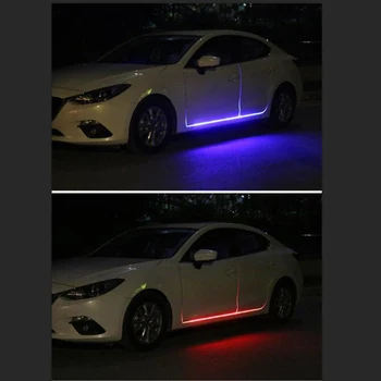 Naujas RGB Automobilių Lanksti LED Juostelė Dekoratyvinė Atmosfera Lempa Automobilio Šoninių durų atmosfera šviesos Auto Neoninės Šviesos Rinkinys su reomte kontrolės