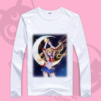 Naujas Sailor Moon Cosplay T-shirt Anime marškinėliai Vasaros Medvilnės ilgomis rankovėmis viršūnes Tees