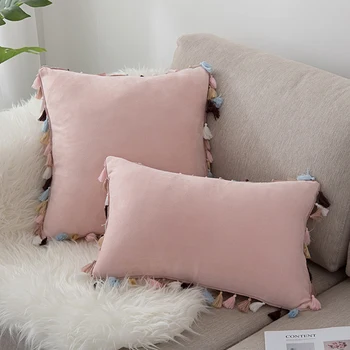 Naujas stilius Šiaurės Suede audinio spalvingos kutai pagalvėlė padengti sofa biuras rožinė mesti pagalvę padengti dekoratyvinių pagalvių užvalkalai