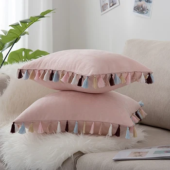 Naujas stilius Šiaurės Suede audinio spalvingos kutai pagalvėlė padengti sofa biuras rožinė mesti pagalvę padengti dekoratyvinių pagalvių užvalkalai