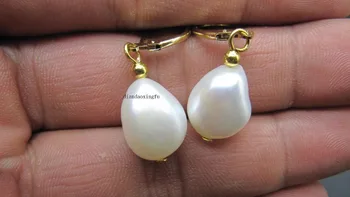 Nauji KARŠTO Natūralios Baltos spalvos Gėlavandenių perlų Auskarai