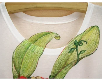 Naujovė dizainas Gėlių Triušis modelis T-shirt moterų plius dydžio marškinėlius m. vasaros tee blusas femininas didmeninė viršūnes tees