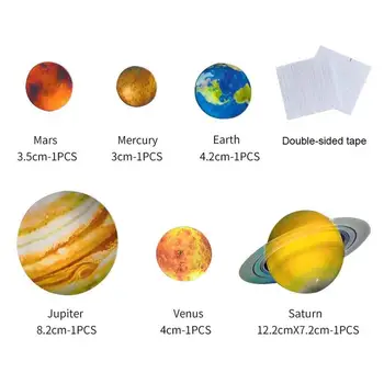 Naujų Planetų Šviesos Sienų Lipdukai Saulės Sistemos Liuminescencinės Sienų Apdailai Klijuoti, Vaikų Kambarys 