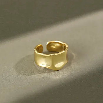 Nekilnojamojo 925 sterlingas sidabro geometrinis įgaubtas paviršius lygus pločio žiedai moterims , minimalistinio sidabras 925 žiedo moteris smulkūs juvelyriniai dirbiniai