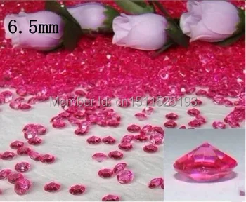 Nemokamas Pristatymas ! 1000 vnt. / 6.5 mm, 1 Karatas Hot Pink Akrilo Dimond Konfeti Vestuves naudai Apdaila