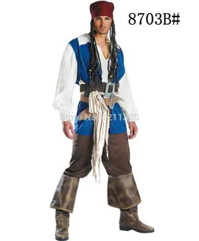 Nemokamas Pristatymas Piratų Kostiumai Helovinas Mens drabužių Vaidmenų Piratai Karibų jūros piratų kostiumų suknelė