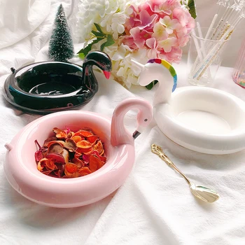 Nordic Black Swan Keramikos Desser Plokštės Kūrybos Flamingo Putinas Dubenys Juvelyrikos Namų Puošybai Saugojimo Dėklas Virtuvės Vaisių Patiekalas